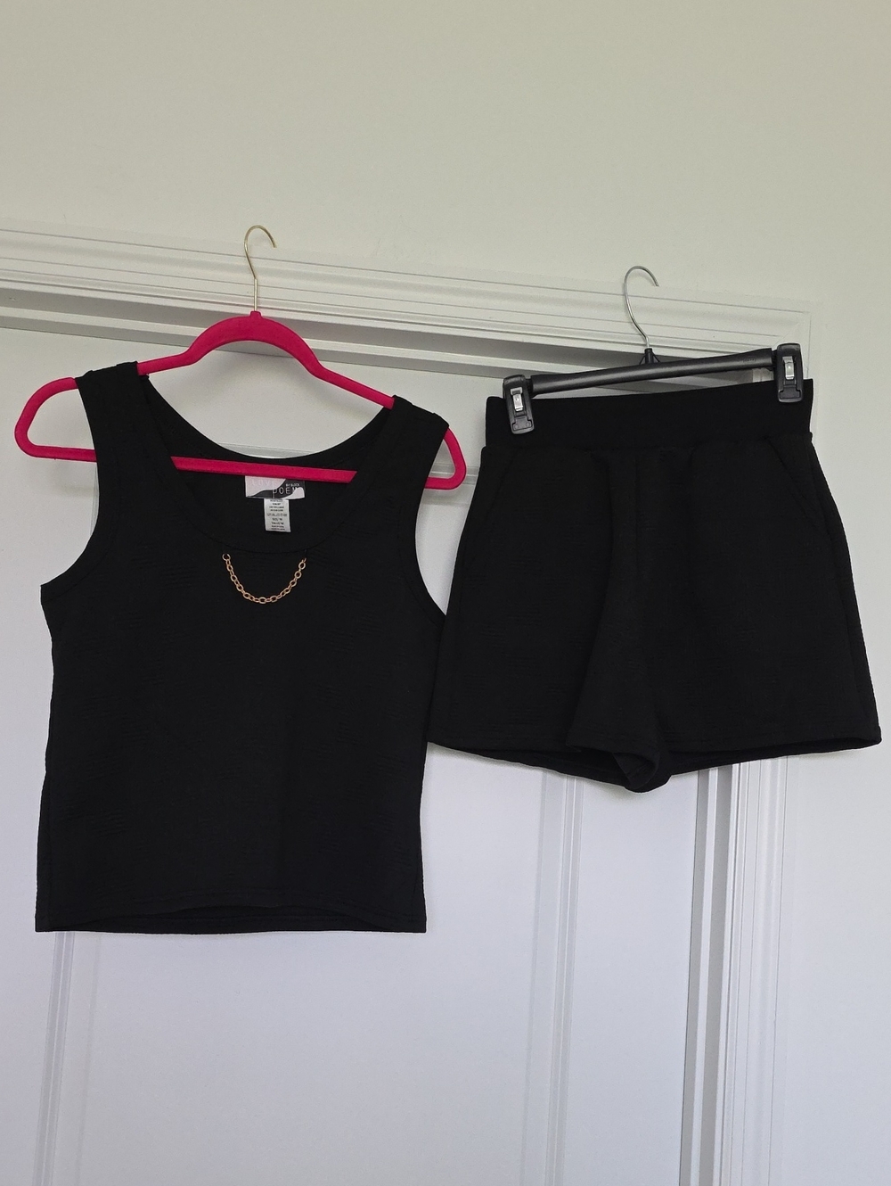 Women’s Black Tank With Gold Chain Accent & Shorts (Sold As Set) Size Medium